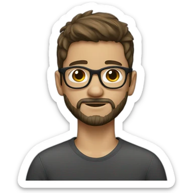 boy with spects and beard normal hair sticker