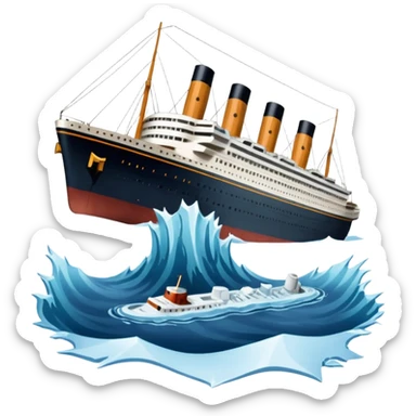 Make the Titanic sinking in the front In splits In the middle sticker