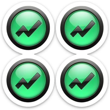 A sleek 3D icons set: a large green check mark integrated with the word "DONE" in bold black 3D text, modern corporate design, studio lighting, white background. sticker