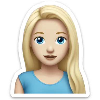 Blonde girl with pale skin and blue eyes. Layered long blonde hair sticker