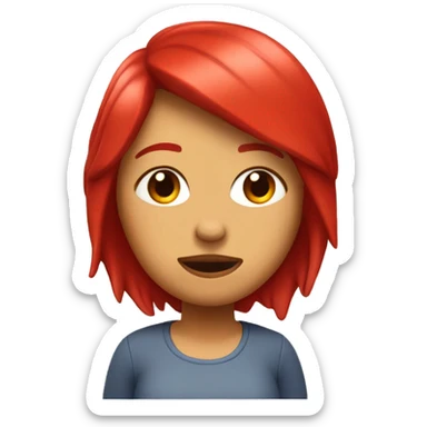 Chica con pelo rojo acostada  durmiendo  sticker