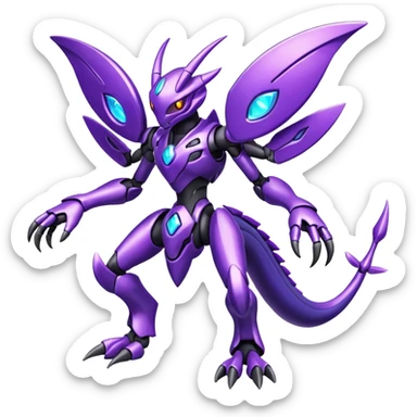 Shiny Futuristic Genesect-Miraidon-Lunala-Fakémon-hybrid-creature (full body)  sticker