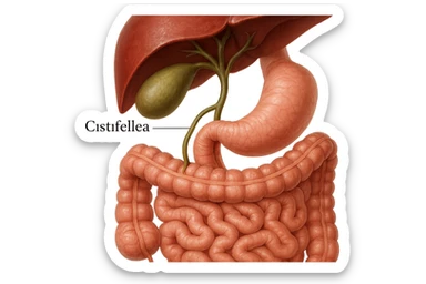 CISTIFELLEA E INTESTINO SONO COLLEGATI NEL DOLORE, iperrealistico 4k sticker