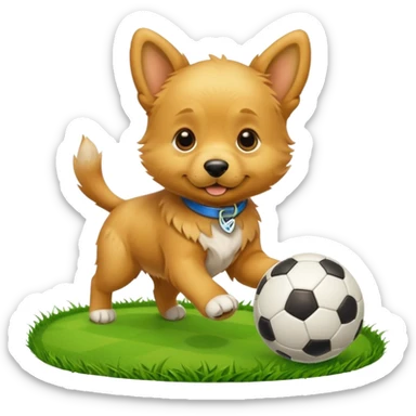Puppy playing soccer sticker