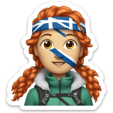 a red hair female on everest with greek flag sticker