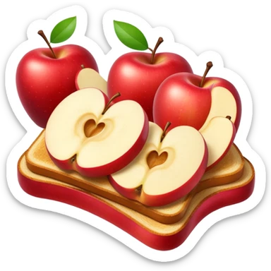 toast with apple slices on top, high contrast emoji style, no text sticker