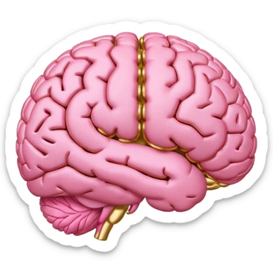 A pink brain with elegant golden details and accents. In the center of the brain type "1 EU" sticker