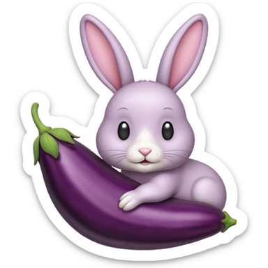 Un lapin avec une aubergine sur la tête sticker