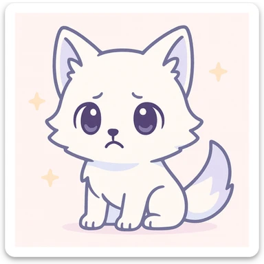 white anime wolf frowning, stylized with bold lines, anime influence sticker