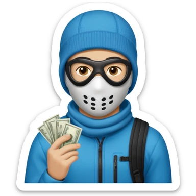 young man with a skimask doing a Money spread sticker