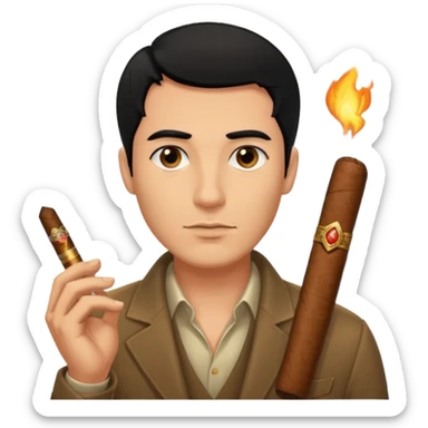 man with black hair and black eyes but handsome With dark smoking  sticker