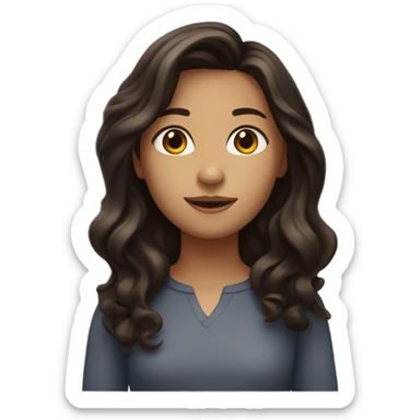 girl with dark wavy brown hair shoulder length  sticker