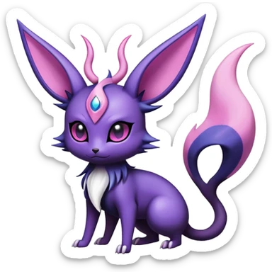 Shiny Exotic Badass Magical Ethereal Royal Mysterious Gothic Noibat-Espeon-Umbreon-Sylveon-Pokémon-Fakémon-hybrid-creature (full body) with horns sticker
