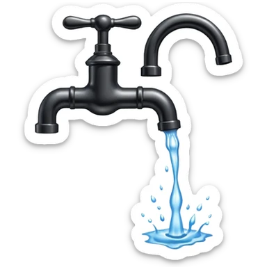 
water pouring from an old tap, 1980 sticker