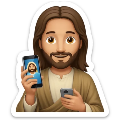 Jésus sur son téléphonesur son téléphone sticker