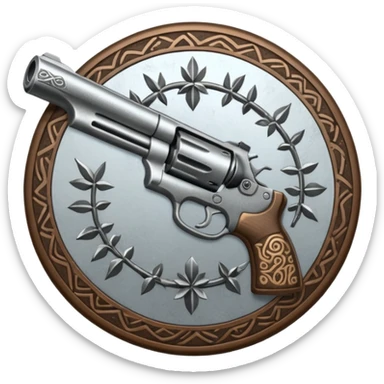gun and powder and tribal nature faction emblem sticker