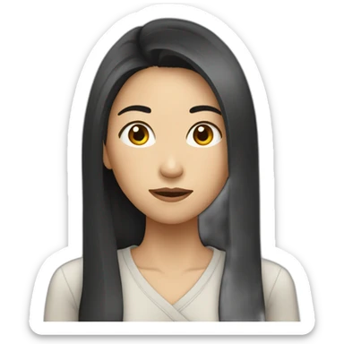 Asian woman with long hair and try to recommend something sticker