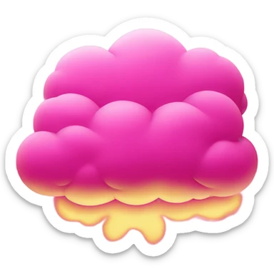 Hot pink cloud with large thick thunderbolt  sticker