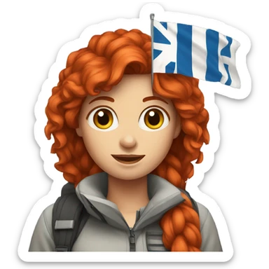a red hair female on everest with greek flag sticker