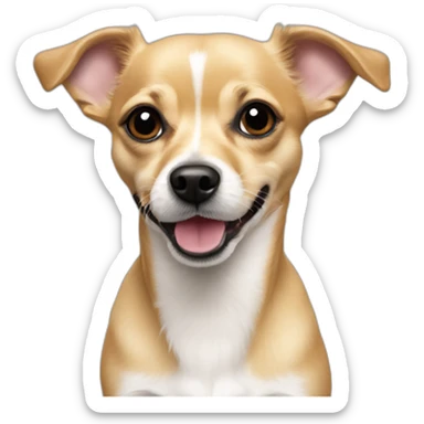 blonde haired jack russel chihuahua mix street dog sticker