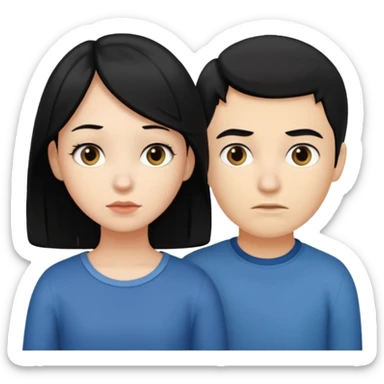 girl with black hair ignore boy with blond hair sticker