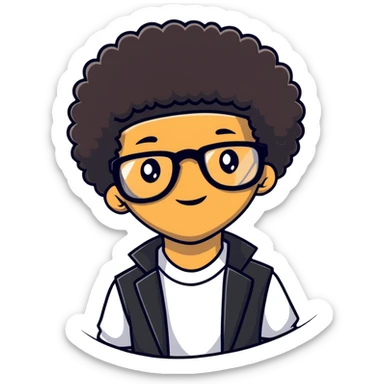 light skin nerd with afro sticker