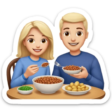 ligth couple having dinner of beans and potatoes sticker