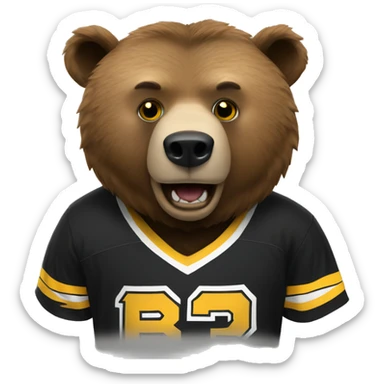 Grizzly bear wearing Boston Bruins shirt sticker