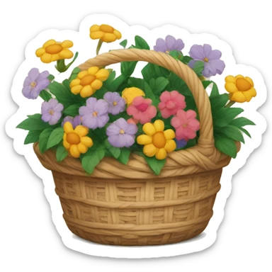 basket with courtyard and flowers  sticker