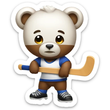 Bear with a field hockey stick  sticker