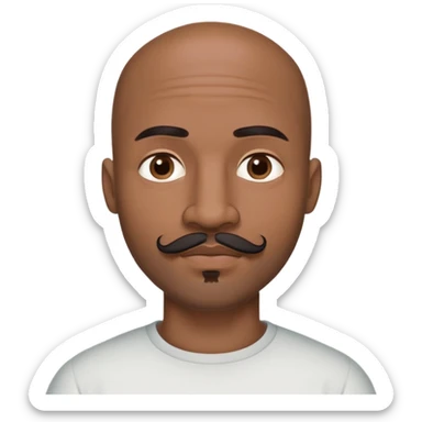 Oxumarê as a 37-year-old bald Black man with smooth oval head, indigenous facial features, mustache with goatee (no facial hair on sides of face), contour from chin to lips, and a mole on left side below lip sticker
