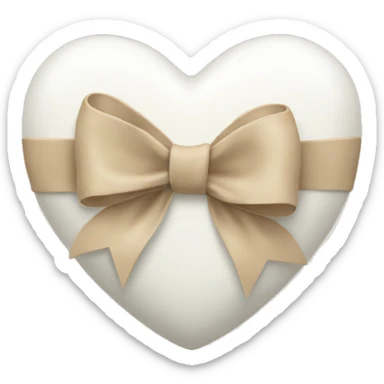white heart with beige bow sticker