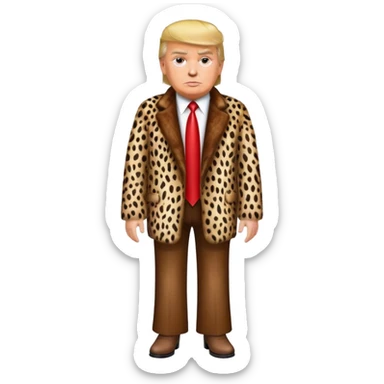 Donald trump neanderthal full body wearing animal skin sticker