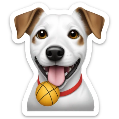 White Jack Russell with a ball sticker
