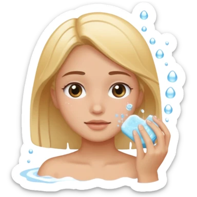 puedes crear un sticker de una chica lavandose la cara sticker