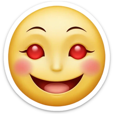 A yellow smiley with half closed eyes and red eyes  sticker