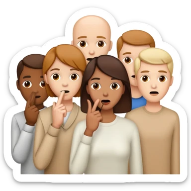 people with tech appearence gesturing to make silence like "shh" sticker