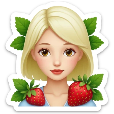 a beautiful girl mix with nenuphar and  Strawberries  sticker