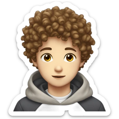 Boy curly hair, anime sweater sticker