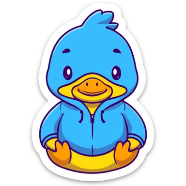 Cute yellow rubber duck wearing a colorful hoodie sticker
