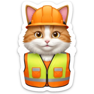 cat in hi-vis vest sticker