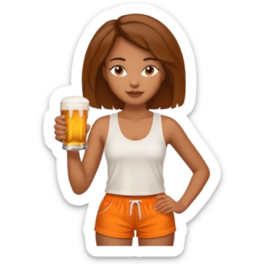 Hot wife in tank top and big boobs young African american, like picture three but put a beer in her hand and white top with orange shorts sticker