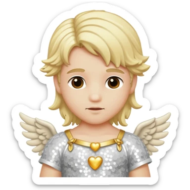 Cupid, God of Love from Gods and Goddesses with long blond hair, ivory sequin outfit sticker
