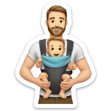 European Babywearing dad with baby ergo carrier sticker