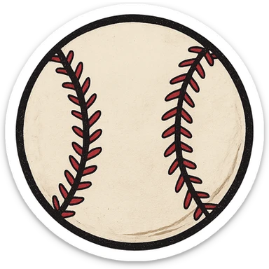 a stylized baseball with stitching details sticker