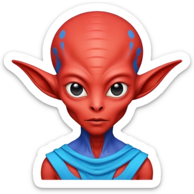 alien living in desert, dressed like a desert alien, red/blue colorful, accessories, just face  sticker