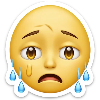 Regular yellow faced emoji with a sobbing expression sticker