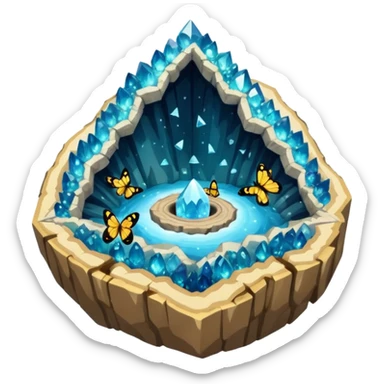 crystal geode split open with moth swarm inside sticker