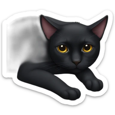 lazy black cat sticker