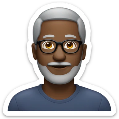 60 year old black man with glasses and a black and gray beard sticker